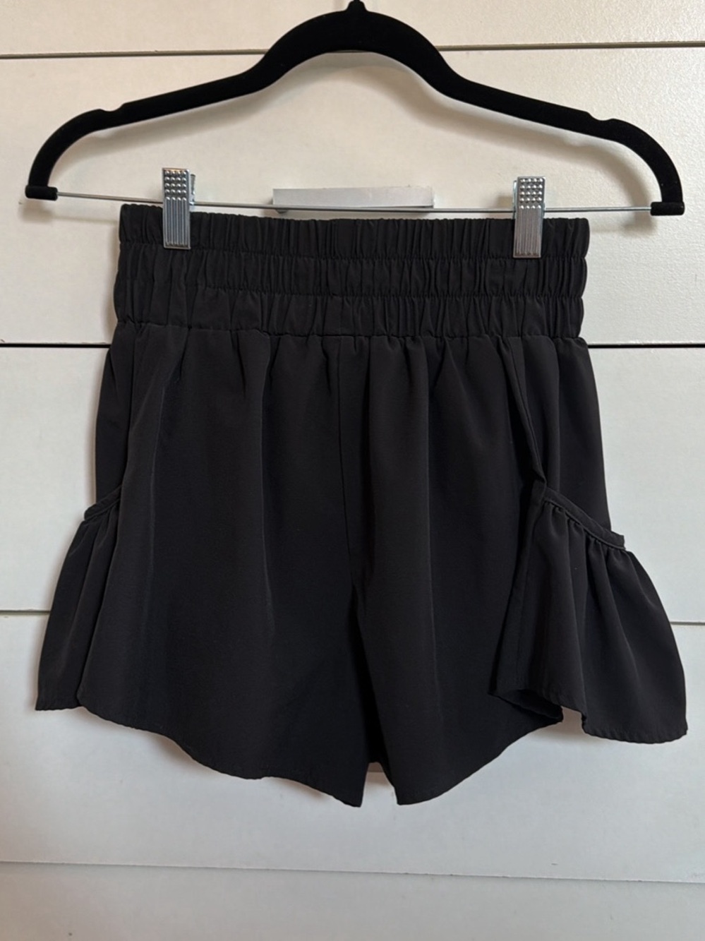 Amazon Black High-Waist Ruffle Pocket Shorts